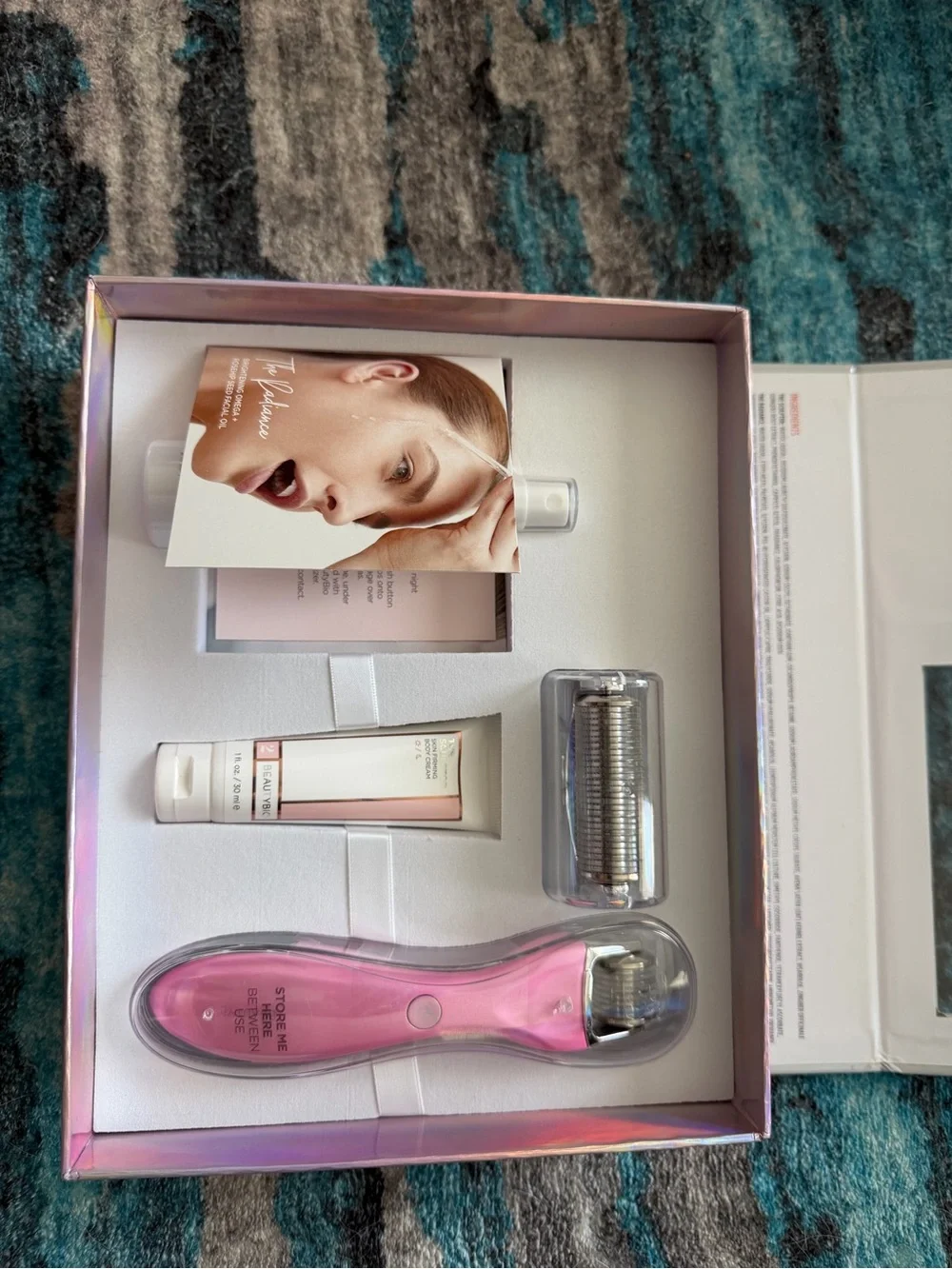 GloPRO Pink Microneedling Facial Tool Kit with lip and eye attachments